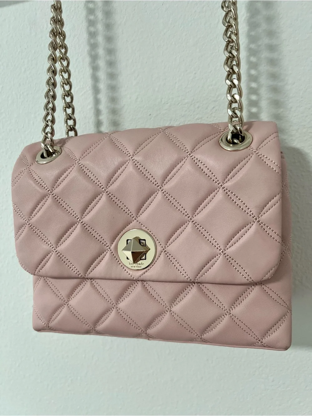 Kate Spade Small Quilted Rose Smoke Pink Natalia Shoulder Crossbody Bag